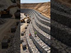 Надежная подпорная стенка из габионов для защиты от наводнений в горных реках